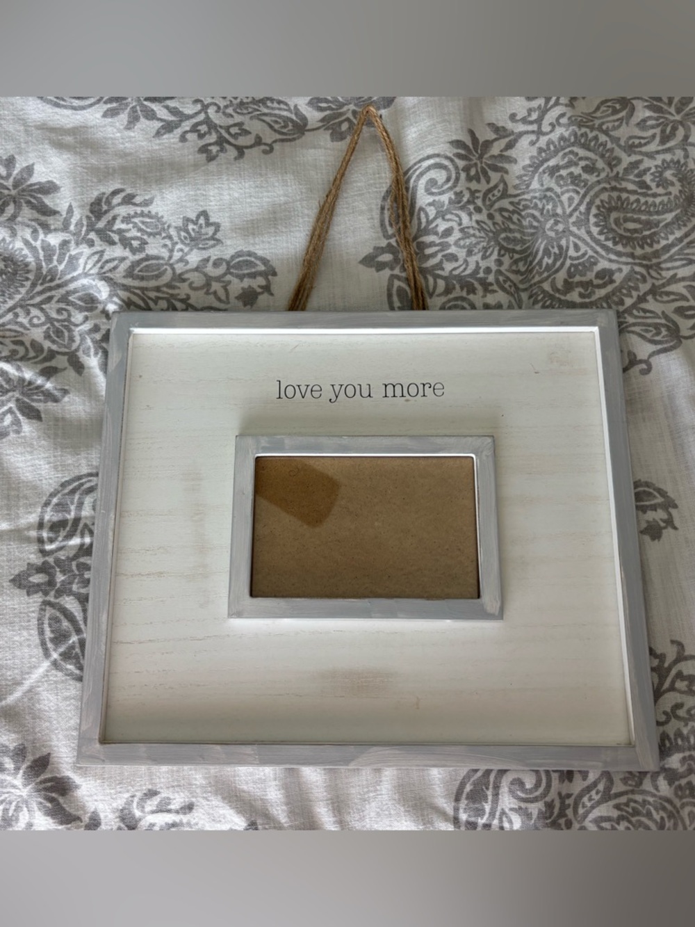 Love You More White Wood Hanging Photo Frame